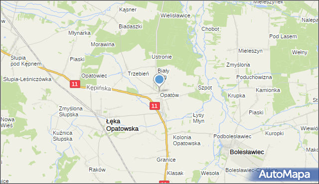 mapa Opatów, Opatów gmina Łęka Opatowska na mapie Targeo